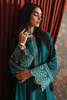 Sea Green Embroidered Raw Silk Salwar Kameez (3-Piece) - Image 3
