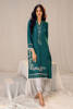 Pakistani Peacock Green Embroidered Raw Silk Salwar Kameez (2-Piece) - Image 2