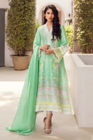 Pakistani Seafoam Green Tilla Embroidered Silk Salwar Kameez (3-Piece) - Image 2