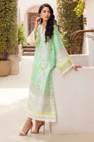 Pakistani Seafoam Green Tilla Embroidered Silk Salwar Kameez (3-Piece) - Image 3