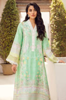 Pakistani Seafoam Green Tilla Embroidered Silk Salwar Kameez (3-Piece) - Image 5