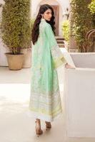 Pakistani Seafoam Green Tilla Embroidered Silk Salwar Kameez (3-Piece) - Image 6