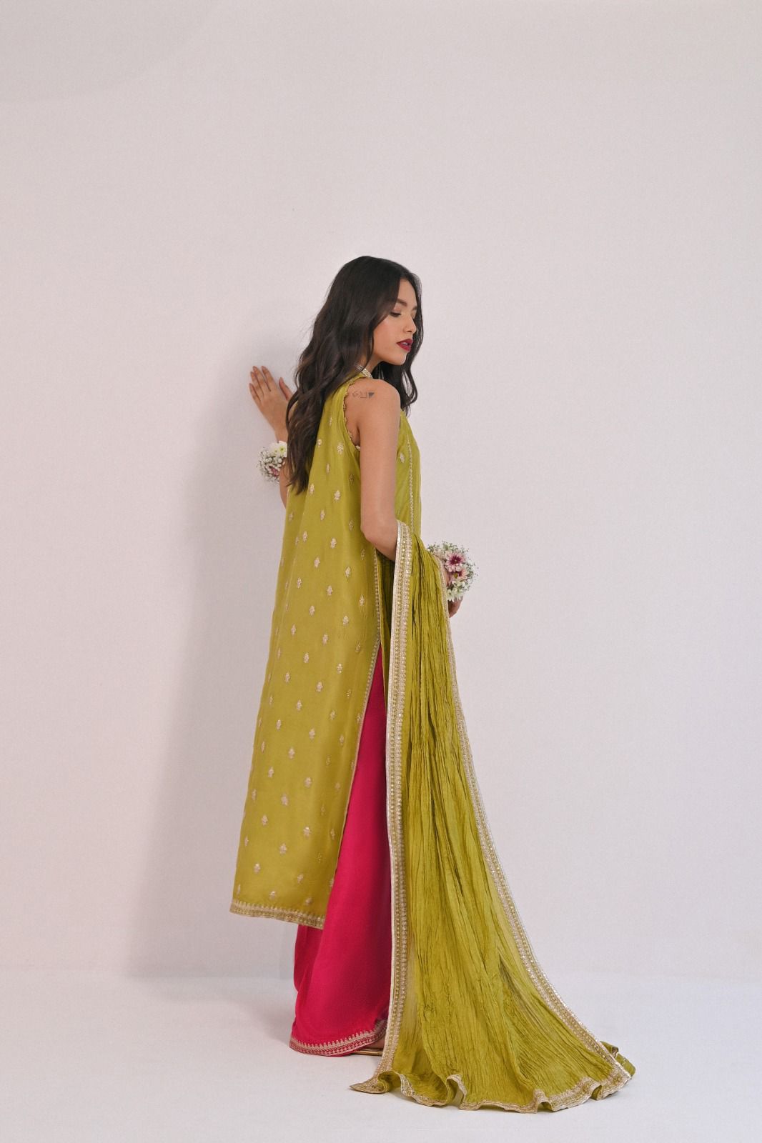 Dhani Green Zari Embroidered Silk Salwar Kameez (3-Piece) - Image 2
