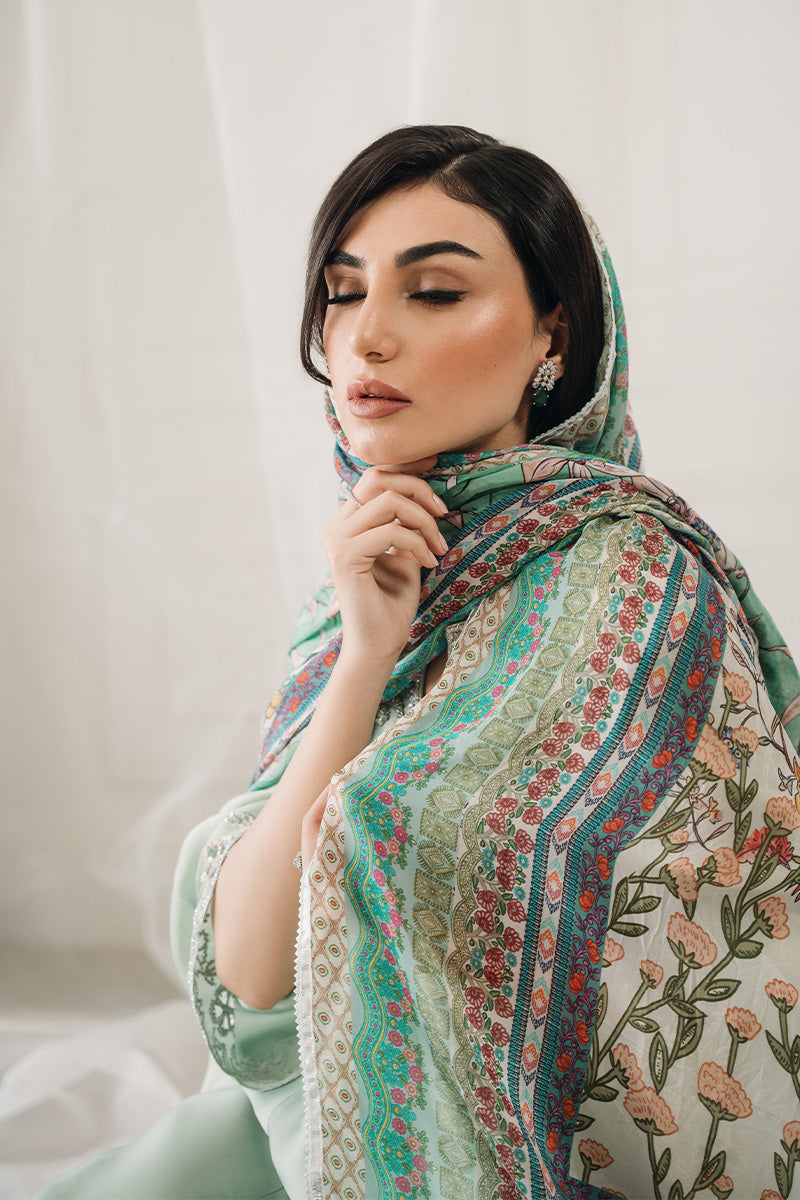 Mint Green Swarovski Sheesha Silk Salwar Kameez (2-Piece) - Image 5