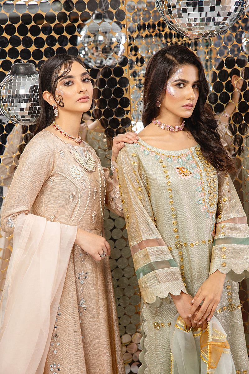 Mint Gota-Embroidered Shimmer Salwar Kameez (3-Piece) - Image 5