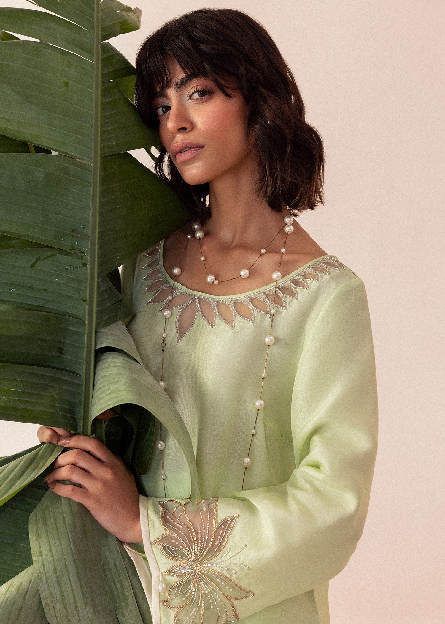 Meadow Green Embroidered Silk Salwar Kameez (2-Piece) - Image 5