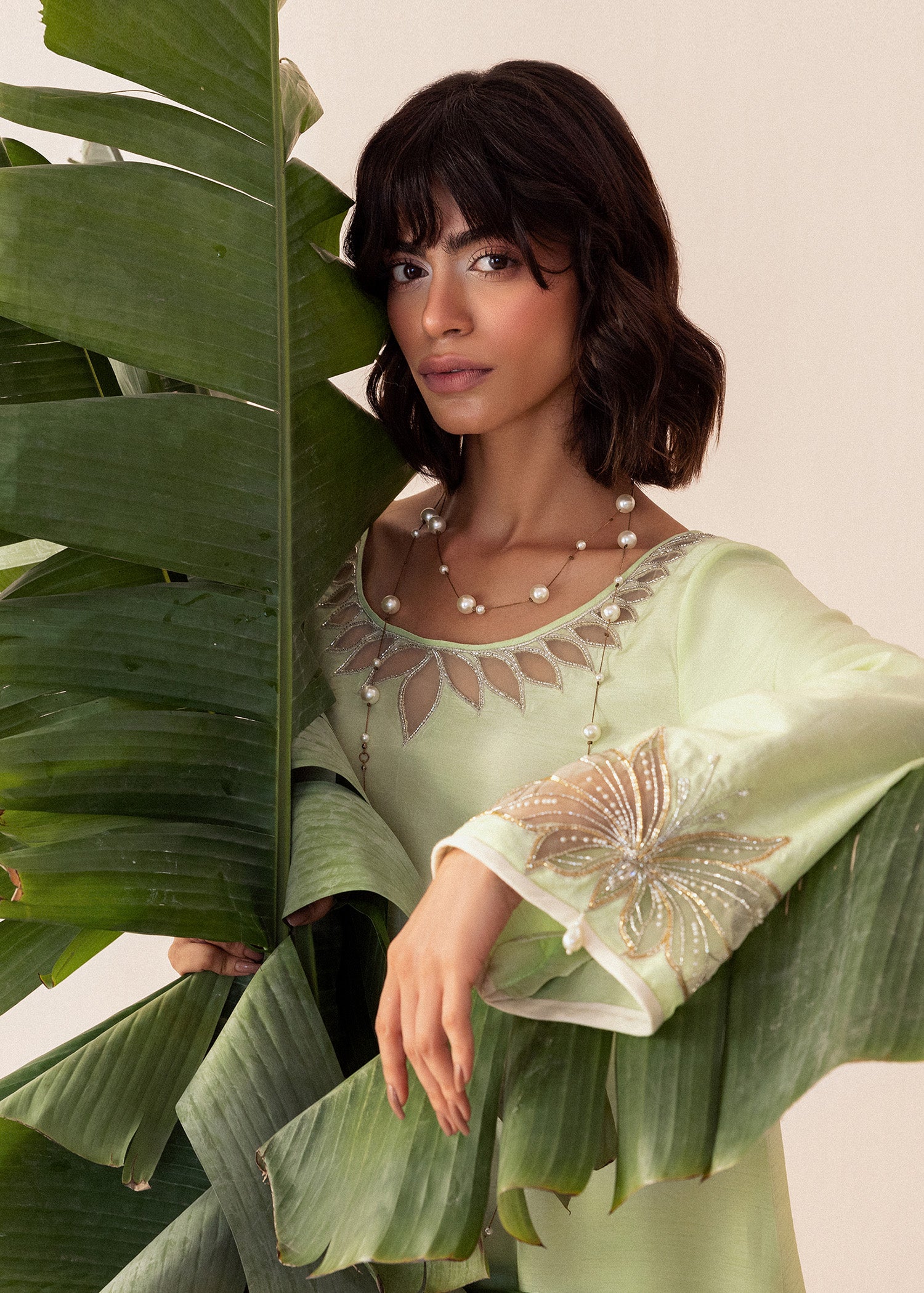 Meadow Green Embroidered Silk Salwar Kameez (2-Piece) - Image 7