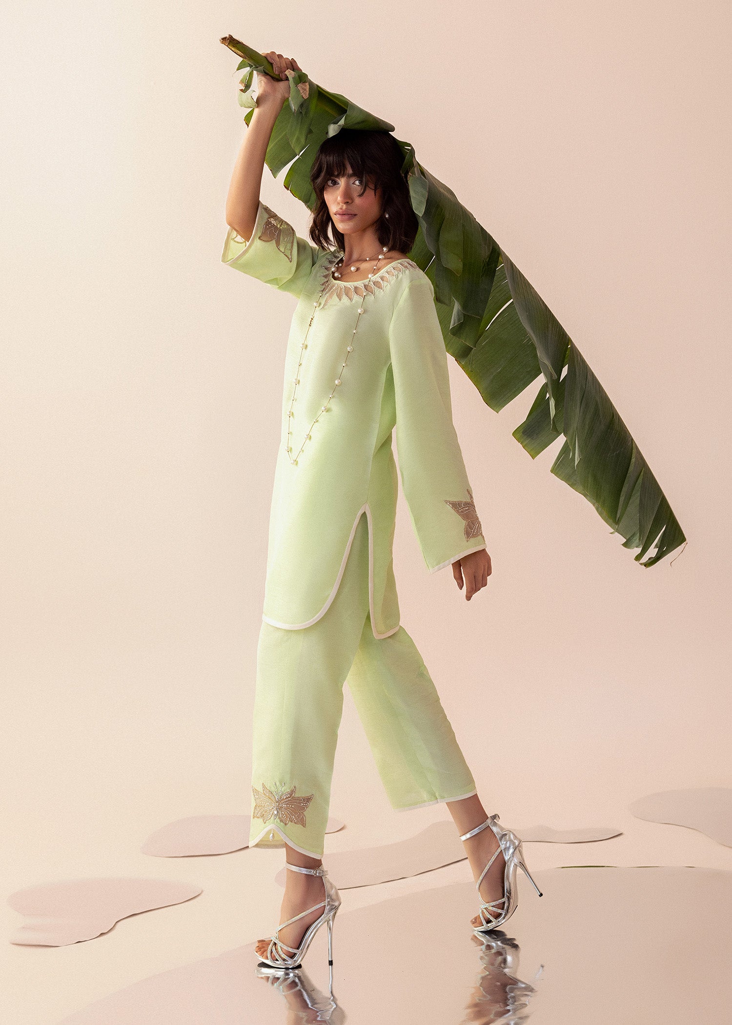 Meadow Green Embroidered Silk Salwar Kameez (2-Piece) - Image 8