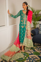 Green Hand Block Printed Silk-Blend Salwar Kameez (3-Piece) - Image 13