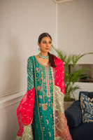Green Hand Block Printed Silk-Blend Salwar Kameez (3-Piece) - Image 15