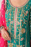 Green Hand Block Printed Silk-Blend Salwar Kameez (3-Piece) - Image 8