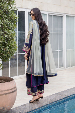 Pakistani Olive Green Embroidered Pure Silk Salwar Kameez (3-Piece) - Image 4