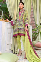 Pakistani Green & Purple Embellished Pure Silk Kurta Set (3-Piece) - Image 4