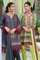 Pakistani Green & Purple Embellished Pure Silk Kurta Set (3-Piece) - Image 9