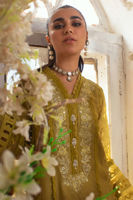 Dhani Green Embroidered Silk Net Salwar Kameez (3-Piece) - Image 3