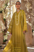 Dhani Green Embroidered Silk Net Salwar Kameez (3-Piece) - Image 4