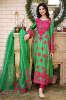Green Embroidered Silk Salwar Kameez (3-Piece) - Image 2