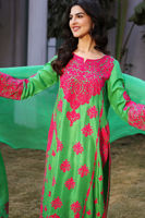 Green Embroidered Silk Salwar Kameez (3-Piece) - Image 5