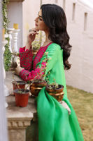 Green Embroidered Silk Salwar Kameez (3-Piece) - Image 6