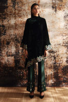 Deep Green Embroidered Velvet Salwar Kameez (2-Piece) - Image 2