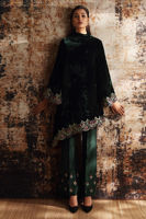 Deep Green Embroidered Velvet Salwar Kameez (2-Piece) - Image 3