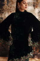 Deep Green Embroidered Velvet Salwar Kameez (2-Piece) - Image 5