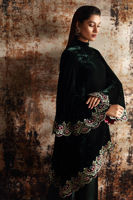 Deep Green Embroidered Velvet Salwar Kameez (2-Piece) - Image 6