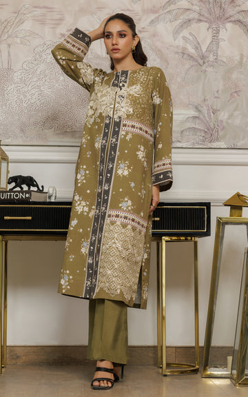 Olive Cutwork Embroidered Viscose Silk Jacket (2-Piece) - Image 4