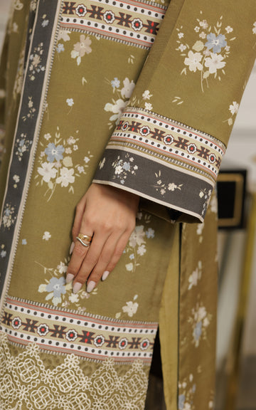 Olive Cutwork Embroidered Viscose Silk Jacket (2-Piece) - Image 8