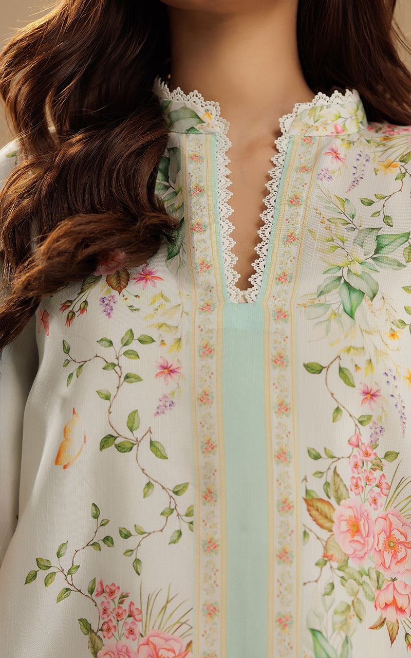 Mint Floral Embroidered Viscose Silk Salwar Kameez (2-Piece) - Image 4