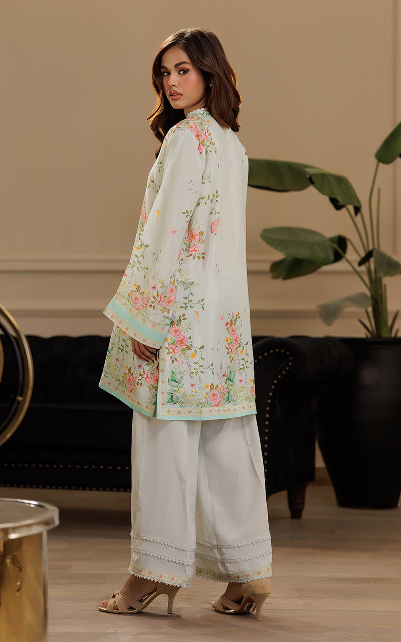 Mint Floral Embroidered Viscose Silk Salwar Kameez (2-Piece) - Image 7