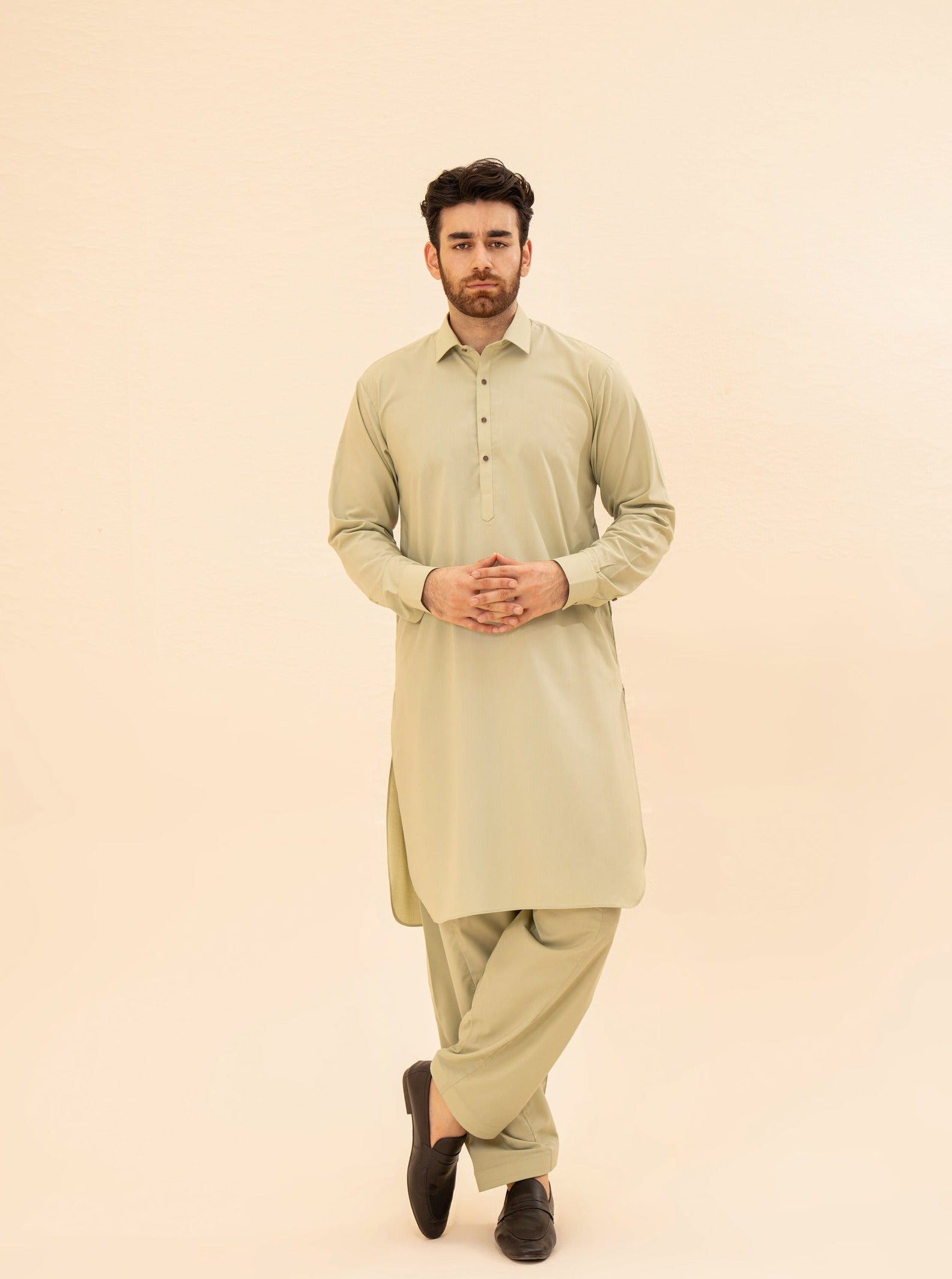 Mint Blended Fabric Kameez Shalwar (2-Piece) - Image 1