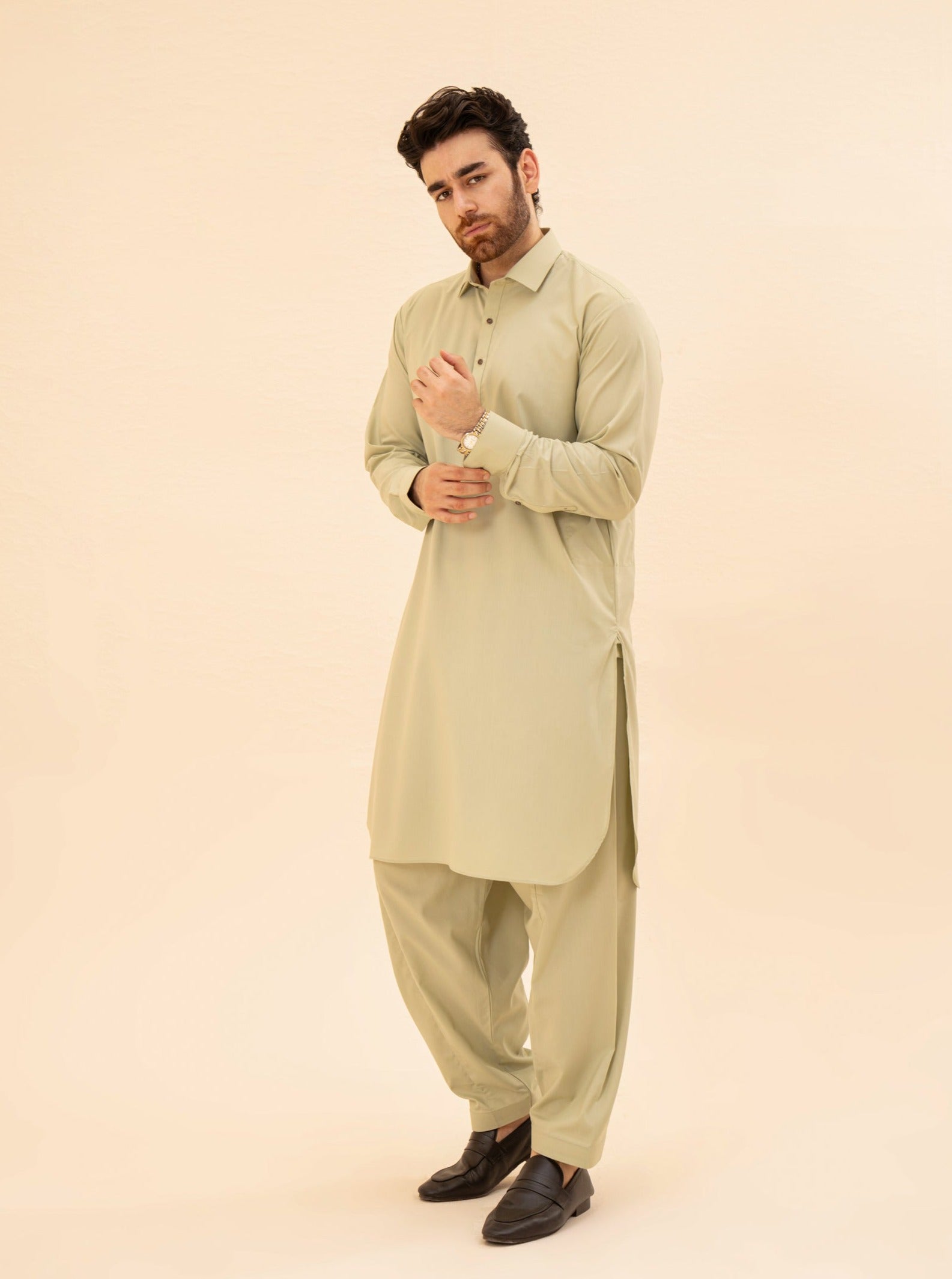 Mint Blended Fabric Kameez Shalwar (2-Piece) - Image 4