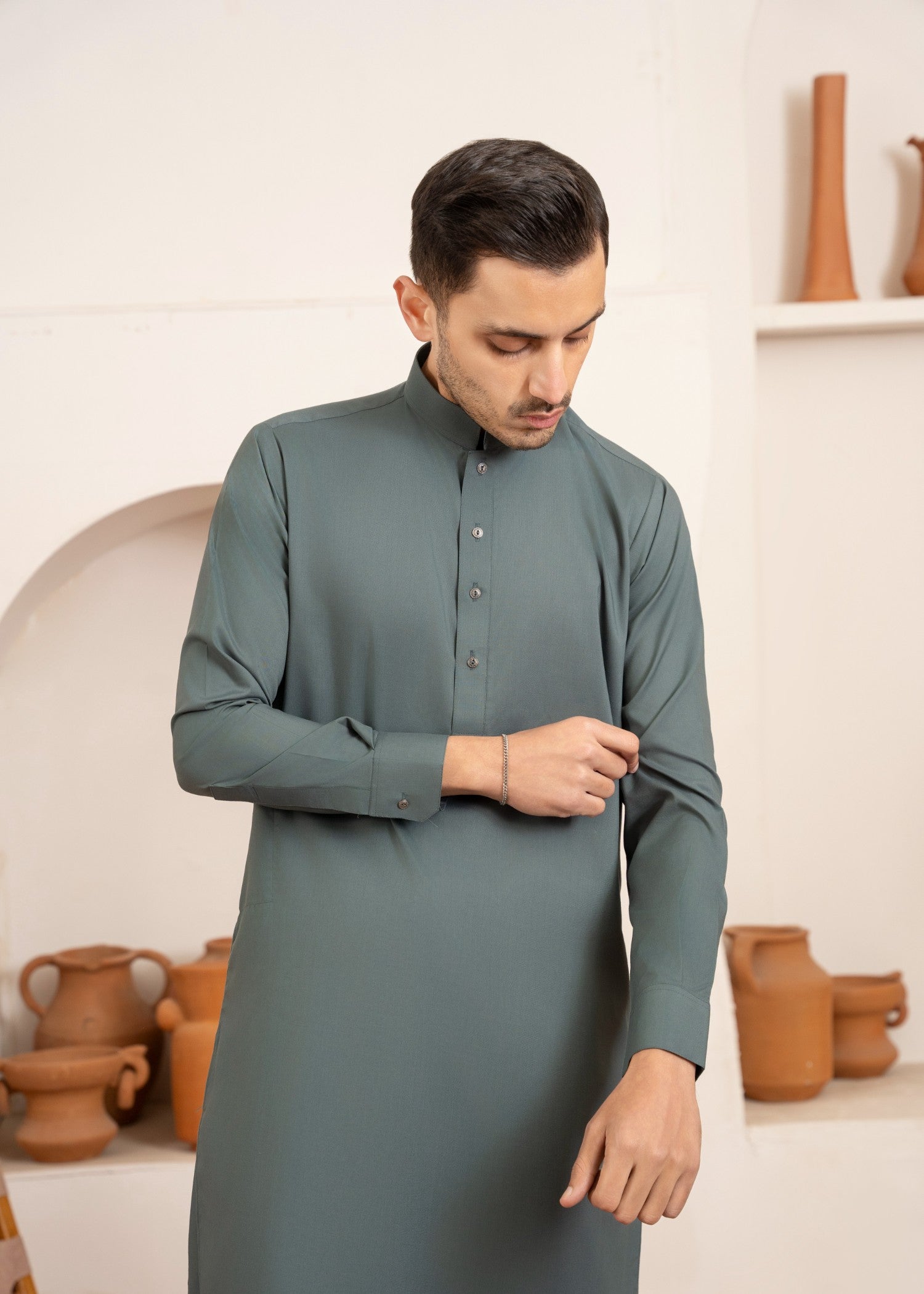 Mint Green Wash & Wear Shalwar Kameez (2-Piece) - Image 3