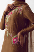 Army Green Zardozi Raw Silk Sharara (3-Piece) - Image 13