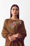 Army Green Zardozi Raw Silk Sharara (3-Piece) - Image 3