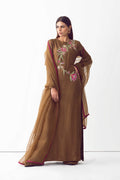 Army Green Zardozi Raw Silk Sharara (3-Piece) - Image 5