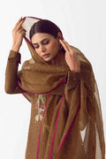 Army Green Zardozi Raw Silk Sharara (3-Piece) - Image 9