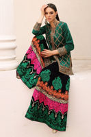 Alhambra Green Embroidered Silk Shirt with Velvet Sharara (2-Piece) - Image 3