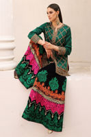 Alhambra Green Embroidered Silk Shirt with Velvet Sharara (2-Piece) - Image 5