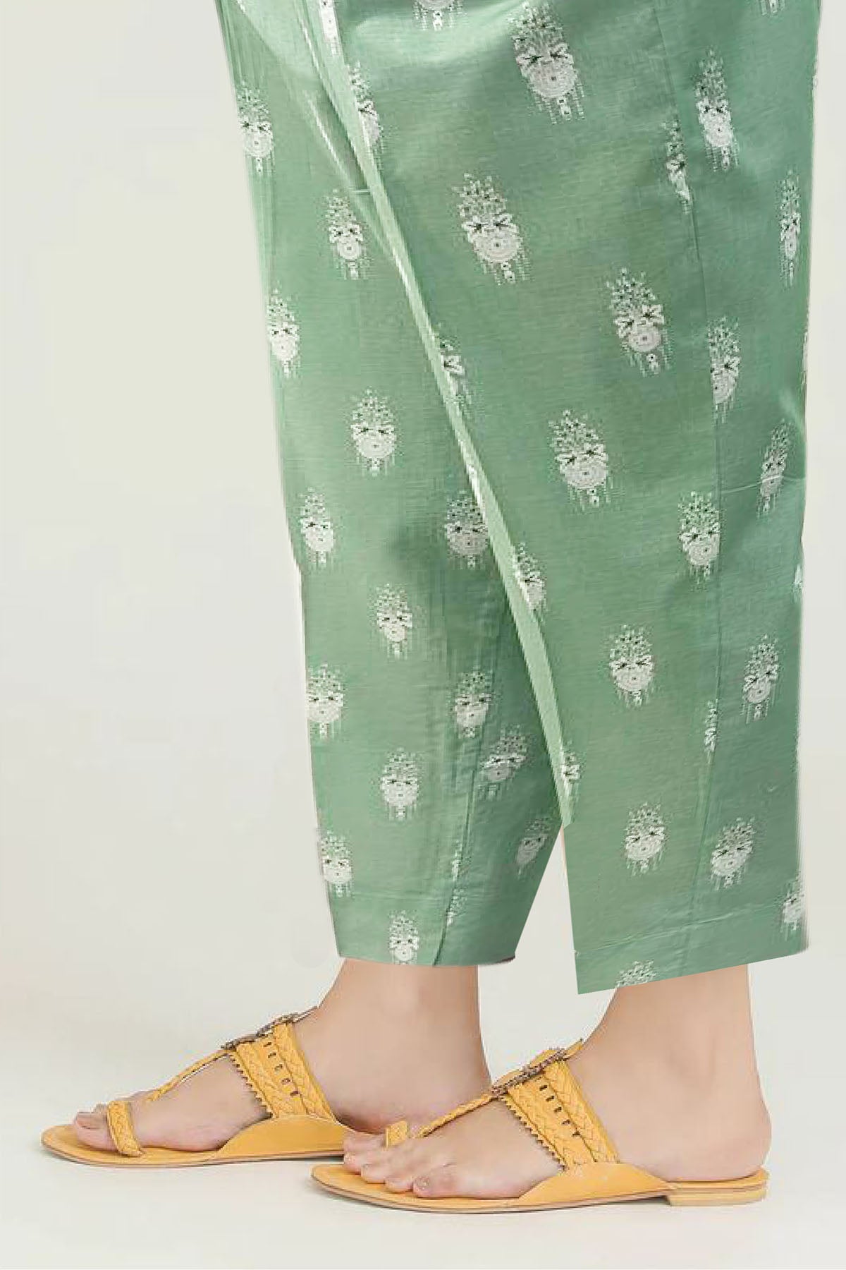 Pakistani Mint Green Digital Printed Cotton Trouser (1-Pc) - Image 2