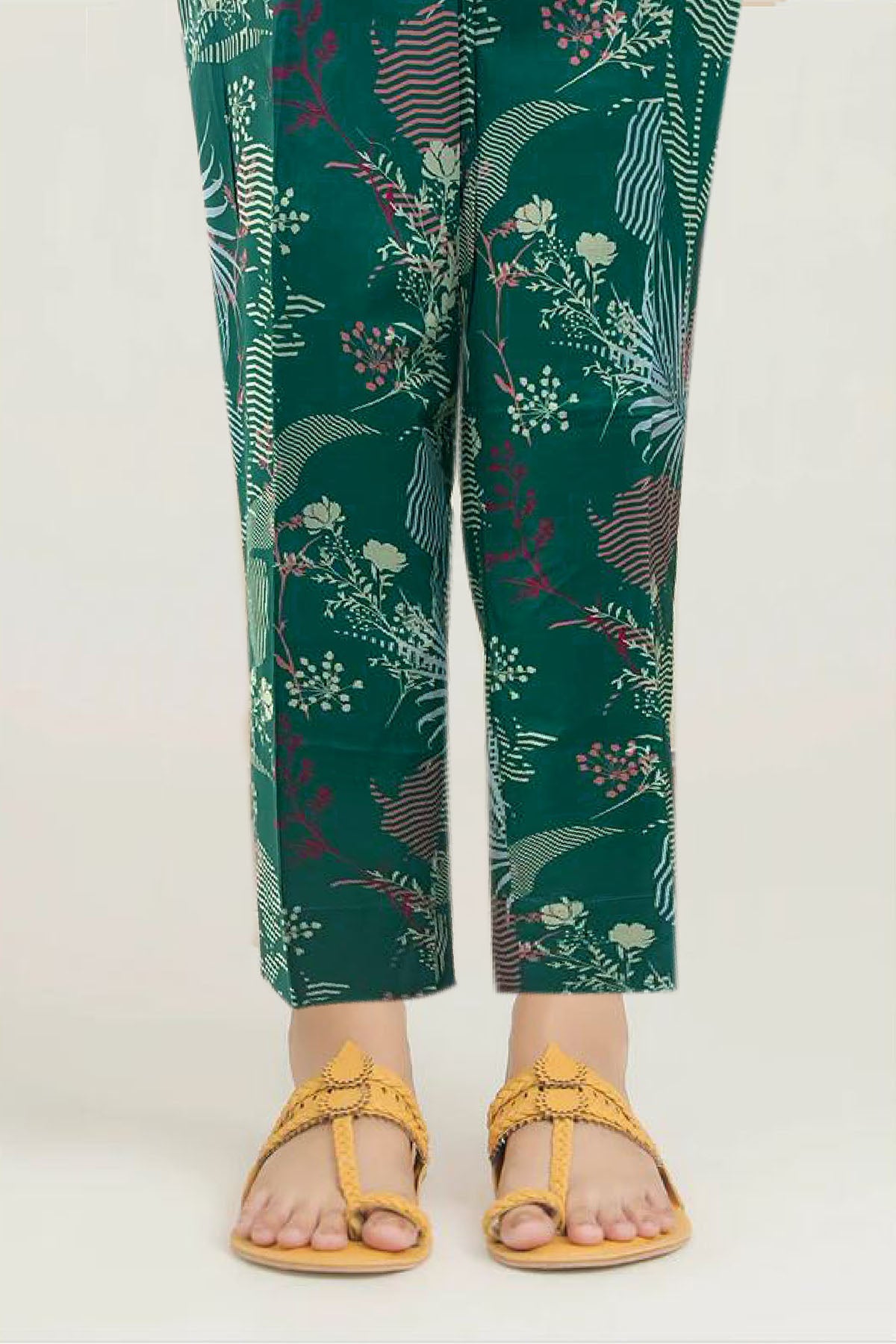 Pakistani Green Digital Printed Cotton Trouser (1-Pc) - Image 1
