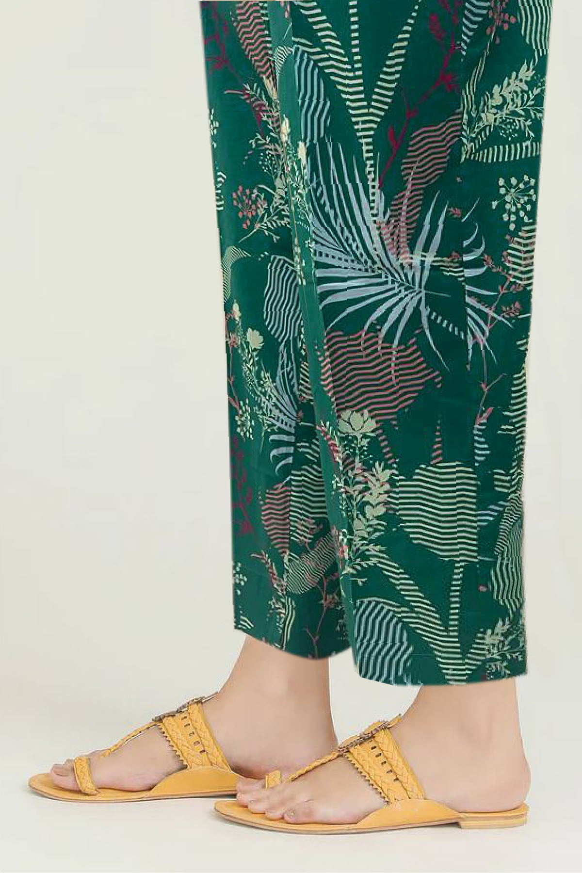 Pakistani Green Digital Printed Cotton Trouser (1-Pc) - Image 2