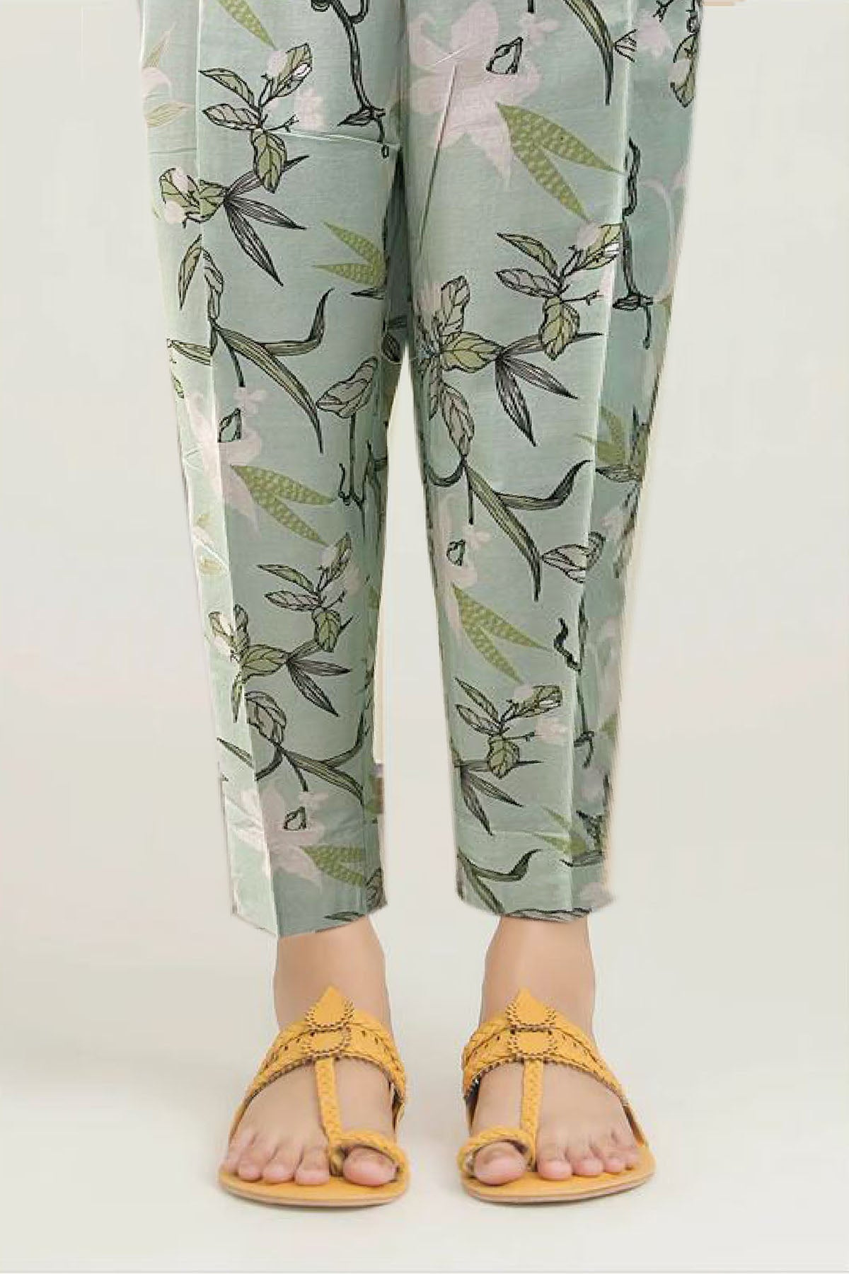 Mint Green Digital Printed Cotton Trouser (1-Pc) - Image 1
