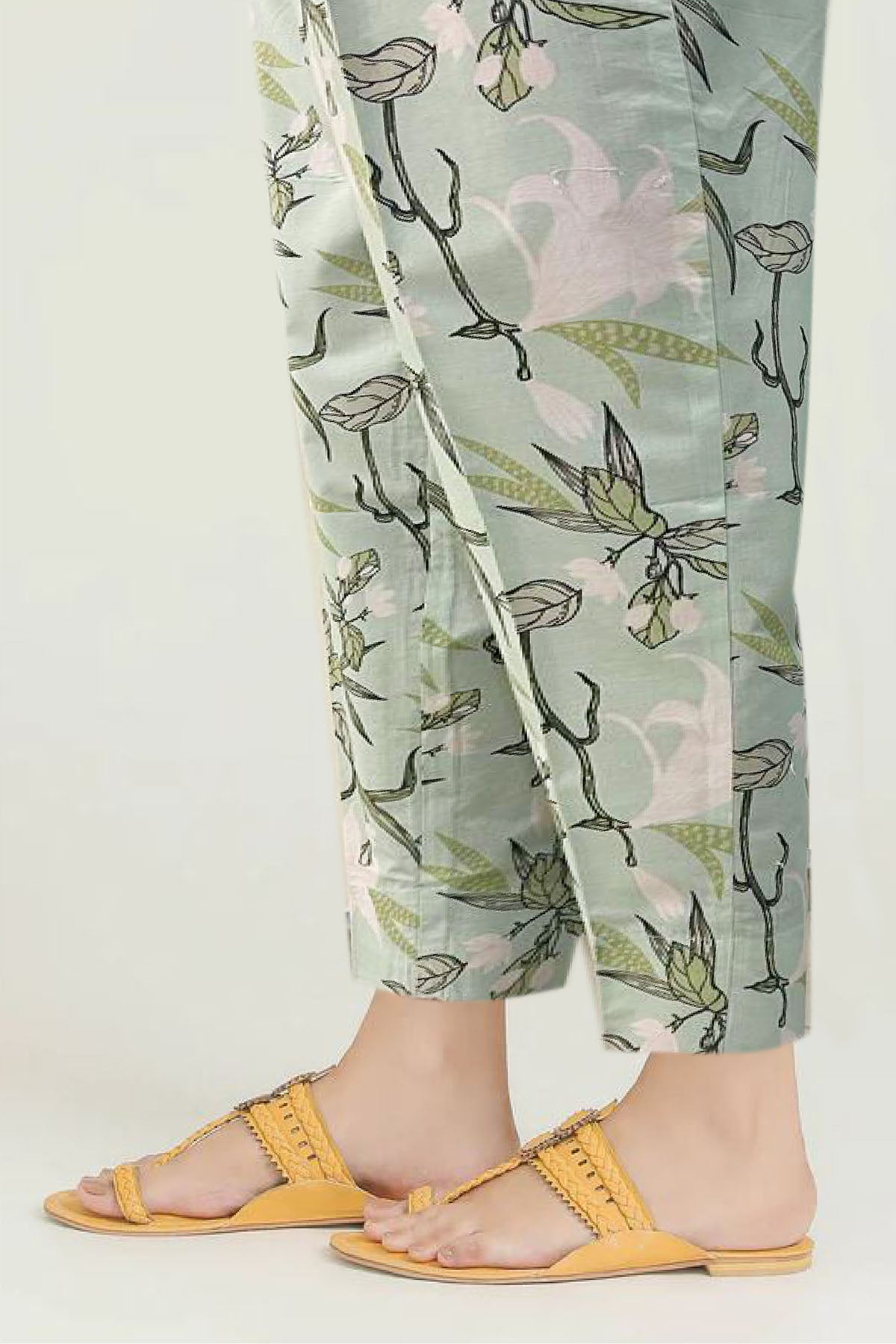 Mint Green Digital Printed Cotton Trouser (1-Pc) - Image 2