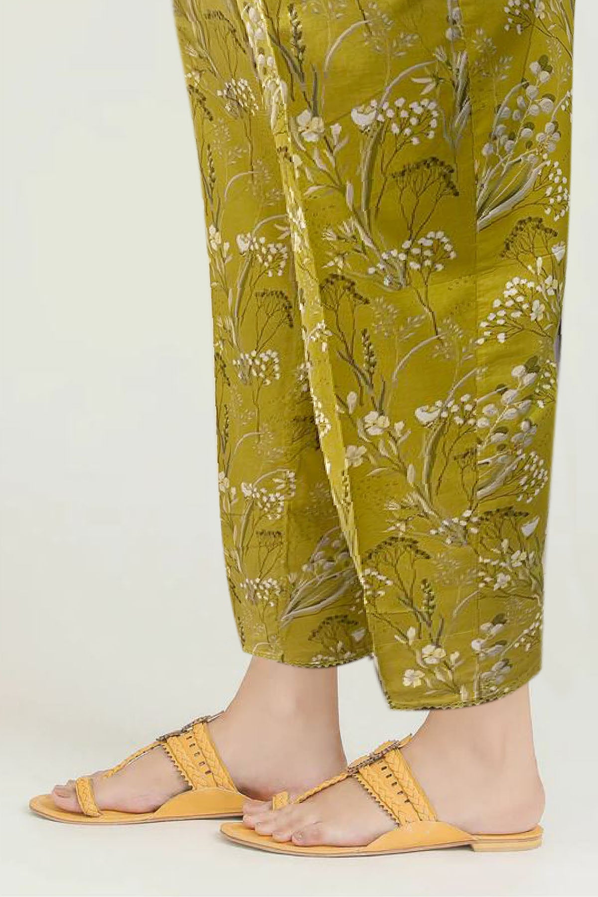 Pakistani Olive Digital Printed Cotton Trouser (1-Pc) - Image 2