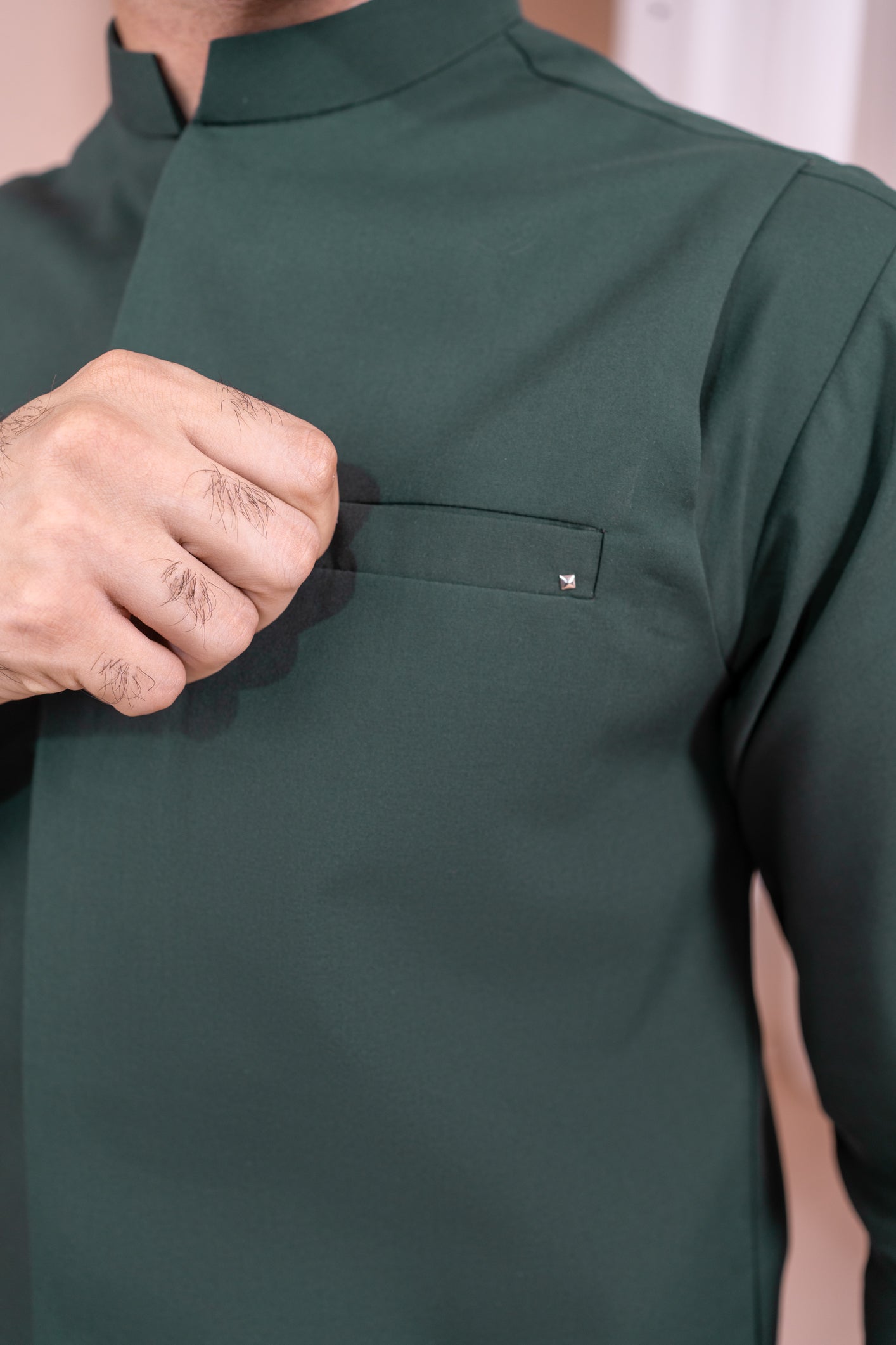 Bottle Green Luxury Blended Waistcoat Kurta (3-Piece) - Image 4