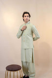 Pista Green Cotton Waistcoat Kurta Set (3-Piece) - Image 2