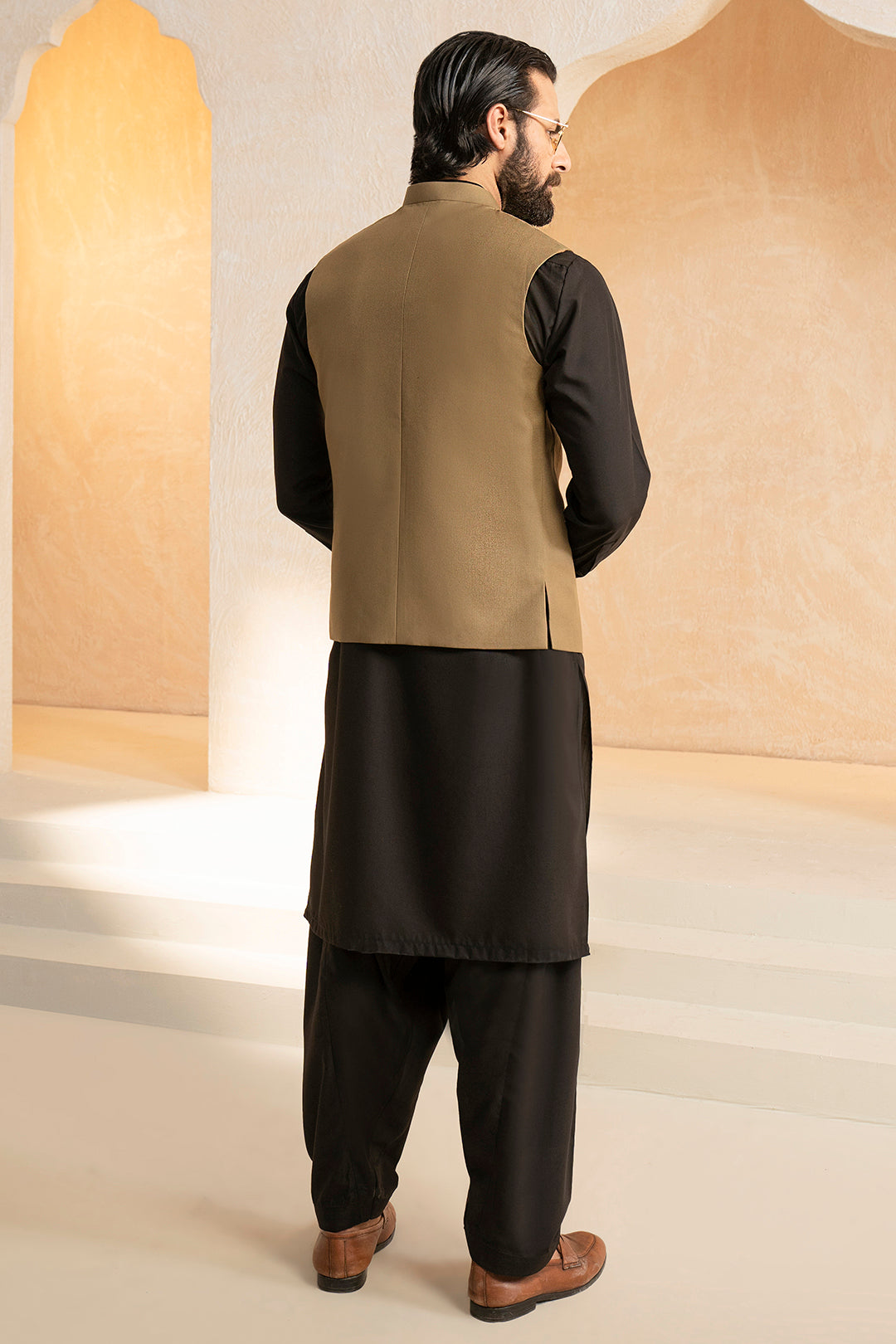 Mehndi Green Suiting Fabric Waistcoat (3-Piece) - Image 12