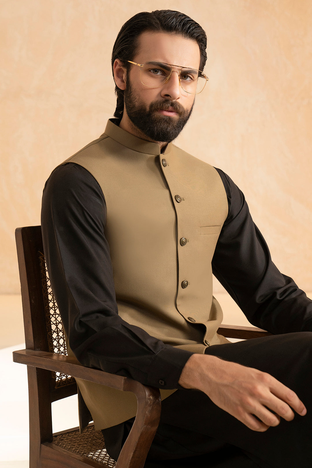 Mehndi Green Suiting Fabric Waistcoat (3-Piece) - Image 13